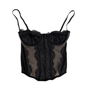Out From Under by Urban Outfitters Black Lace Mesh Corset Top
